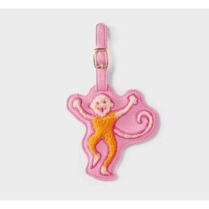 Roller Rabbit Target Monkey Luggage Tag Pink Chenille Embroidery Travel